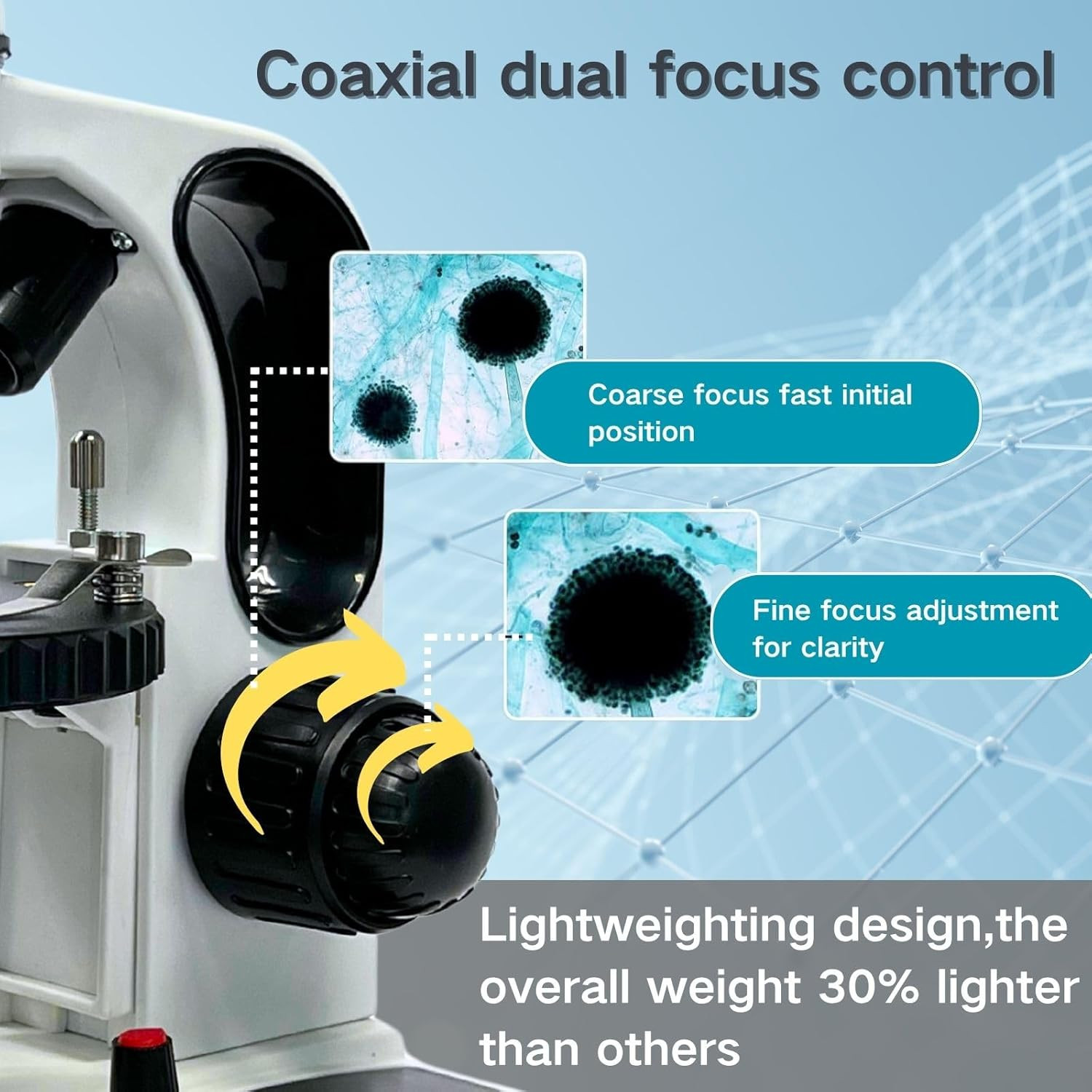 Monocular Compound Microscope for Adults&Study Beginners,- 40X-2000X,Lighting Mi
