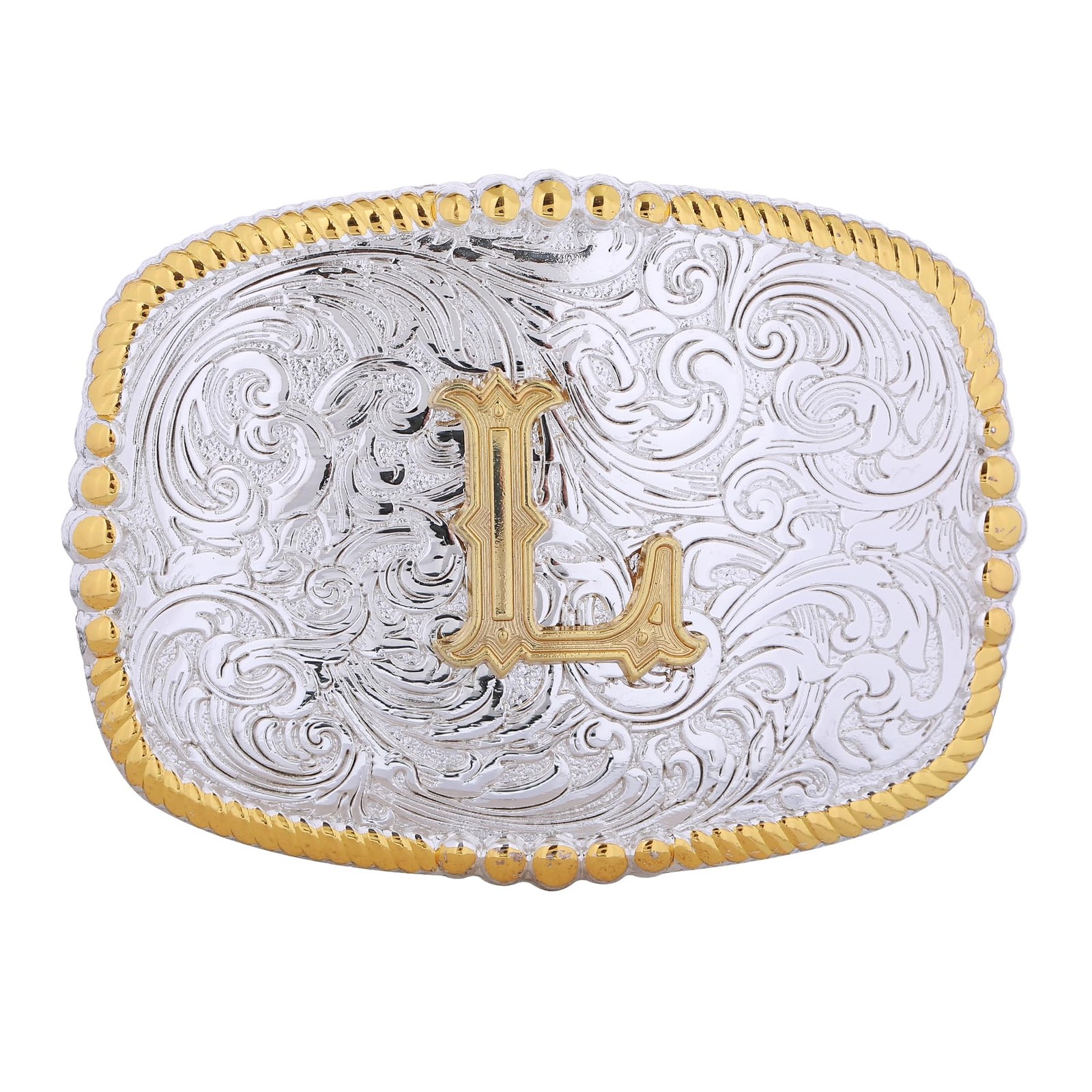 Btilasif Belt Buckles Men, Western Cowboy Gold Initial Letters Standard, L