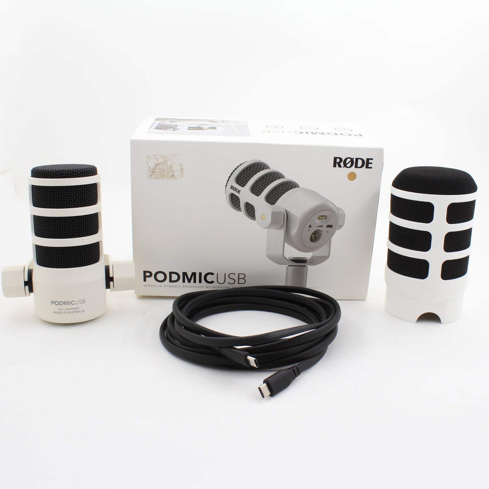 * OPEN BOX EXCELLENT * RODE PodMic USB and XLR Dynamic Broadcast Microphone (Whi