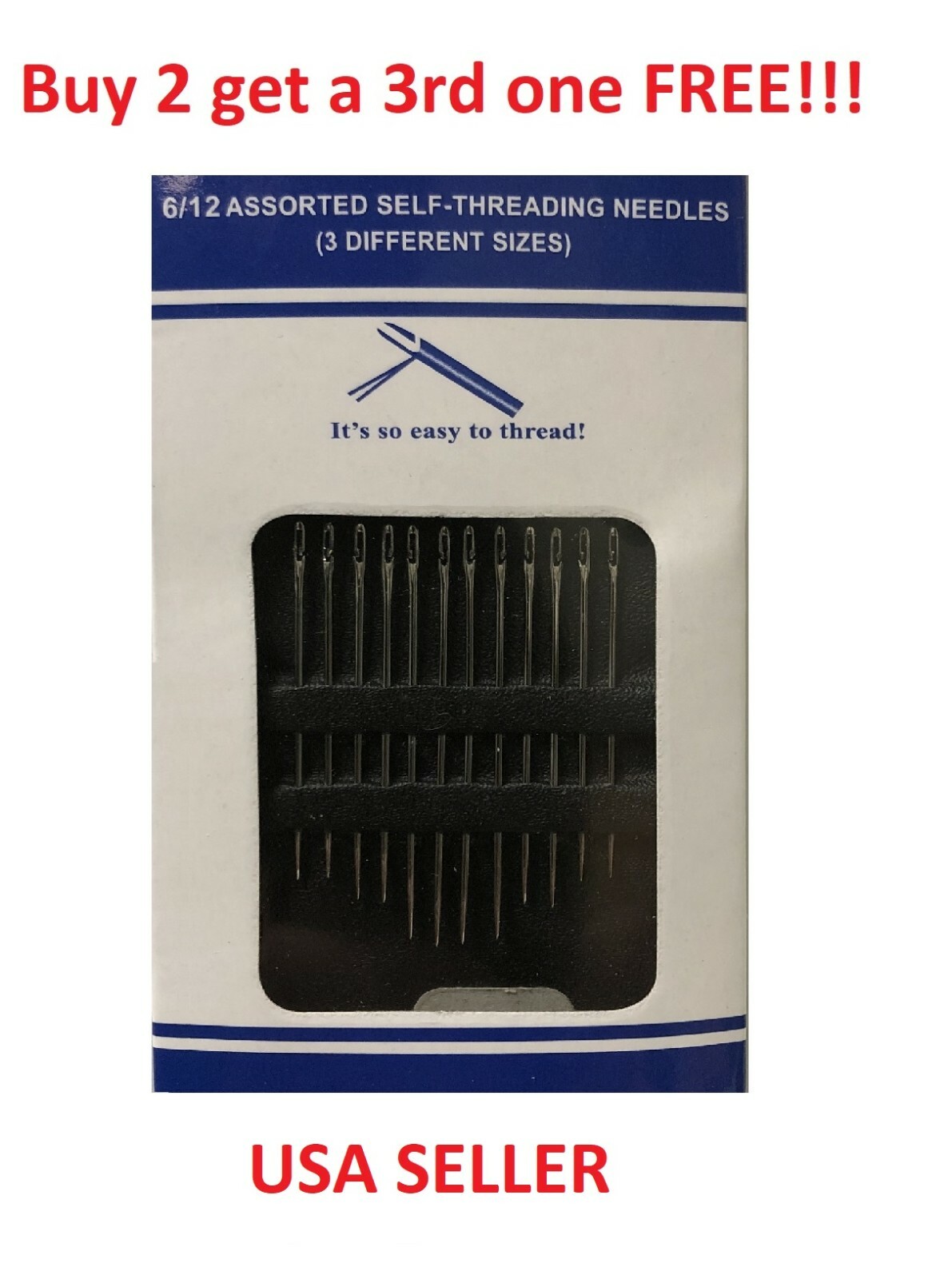 12 Hand Sewing Needles set  Self Threading Tools Craft (12 counts) USA Seller!