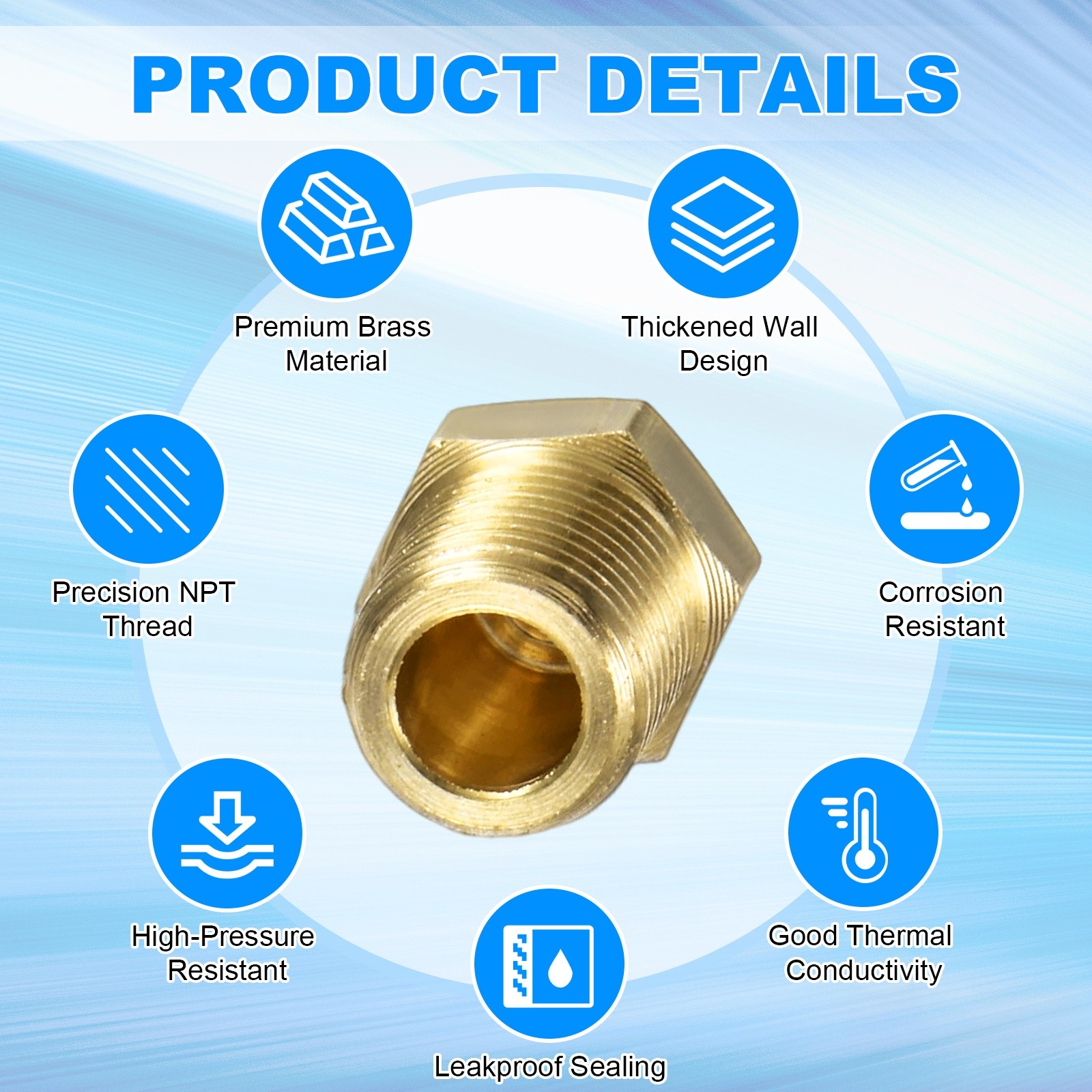 4-Pack Brass Pipe Fitting, 1/8 " NPT Female Thread Hex End Cap
