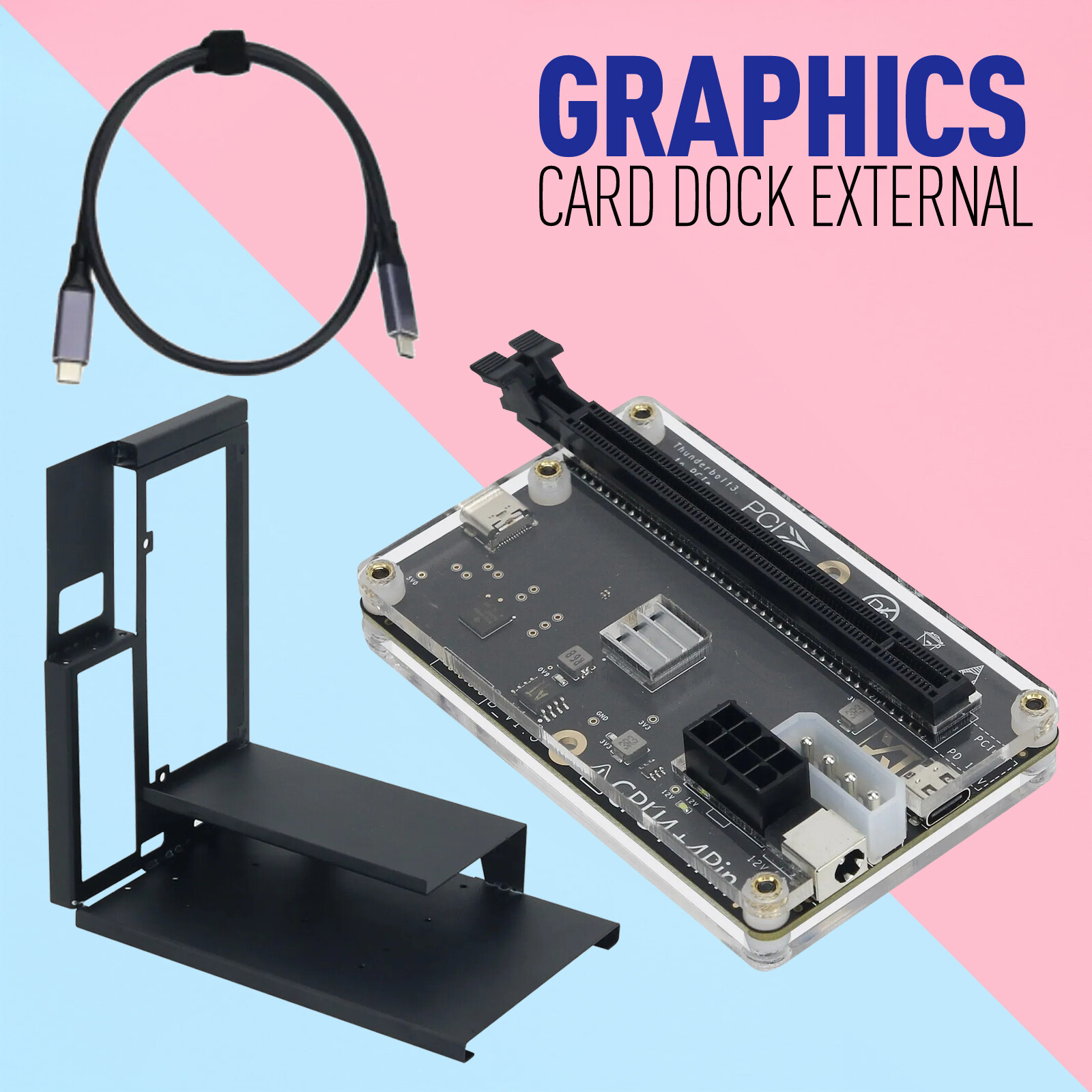 Graphics Card Dock External GPU Dock +60cm/23.6" USB4 Data Cable Durable for ATX