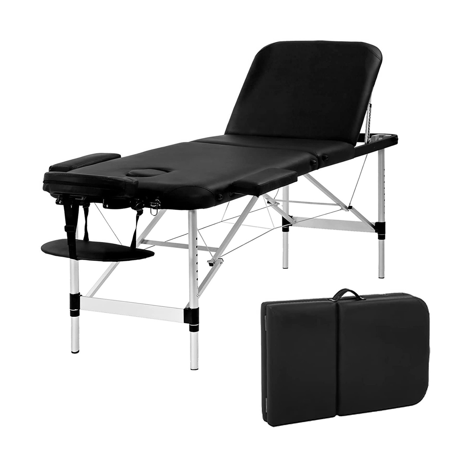 Massage Table Portable Massage Bed 3 Folding 73 Inch Height Adjustable Alumin...