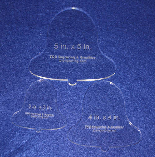 3 Piece Holiday Bell Set Templates  ~1/4" Thick  Acrylic  Long Arm / Hand /Quilt
