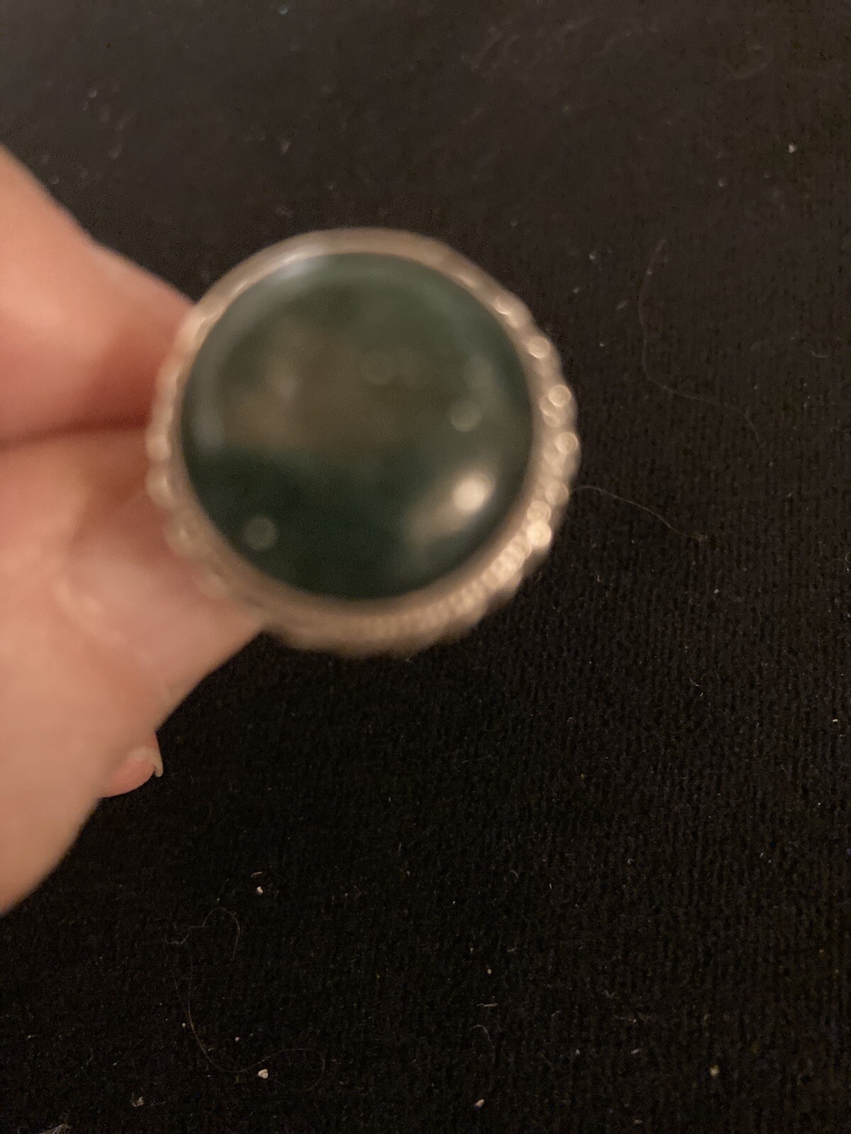Sterling Silver 925 Dark Green Stone Size 5 B121