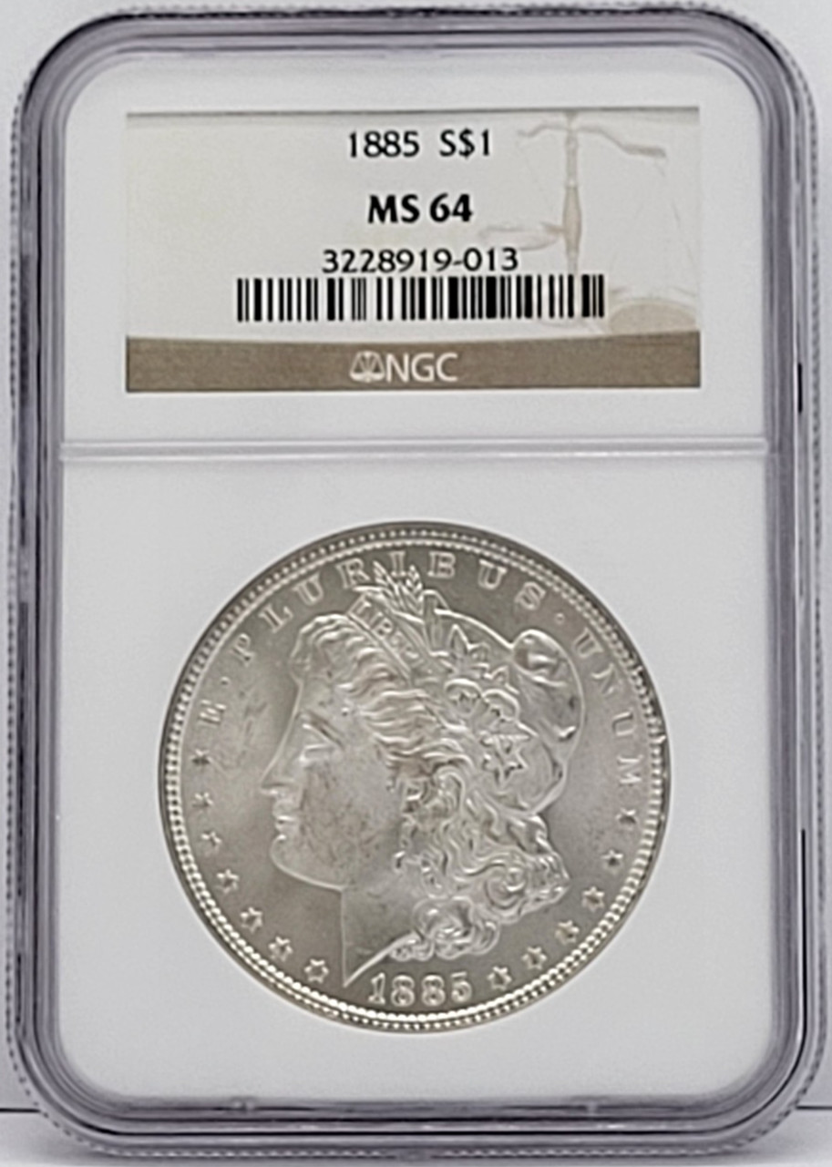1885 Morgan Silver Dollar $1 - Graded NGC MS64