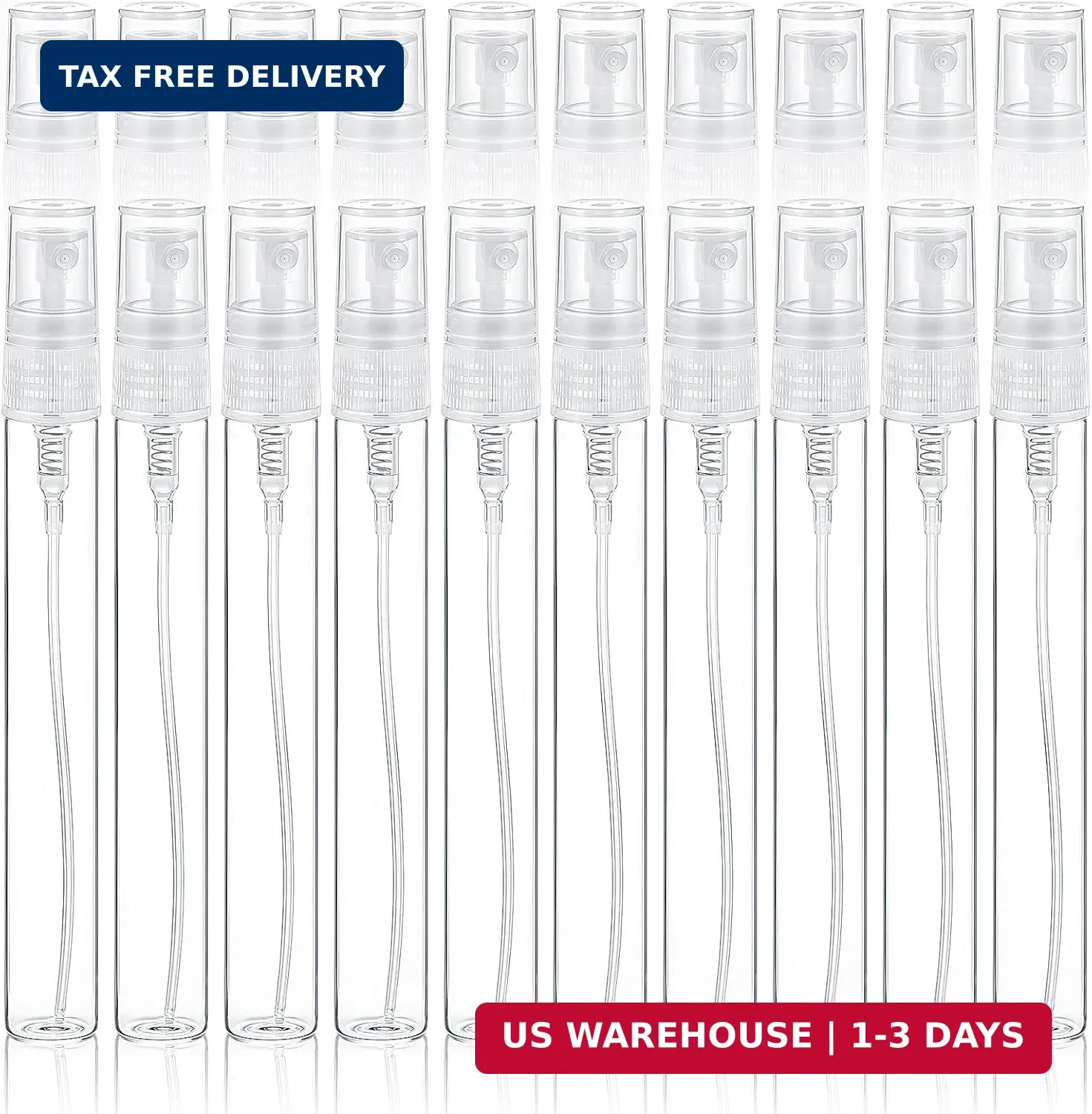 20 Pcs 10 Ml Clear Glass Fine Mist Bottle Mini Perfume Sample Spray Bottles Trav