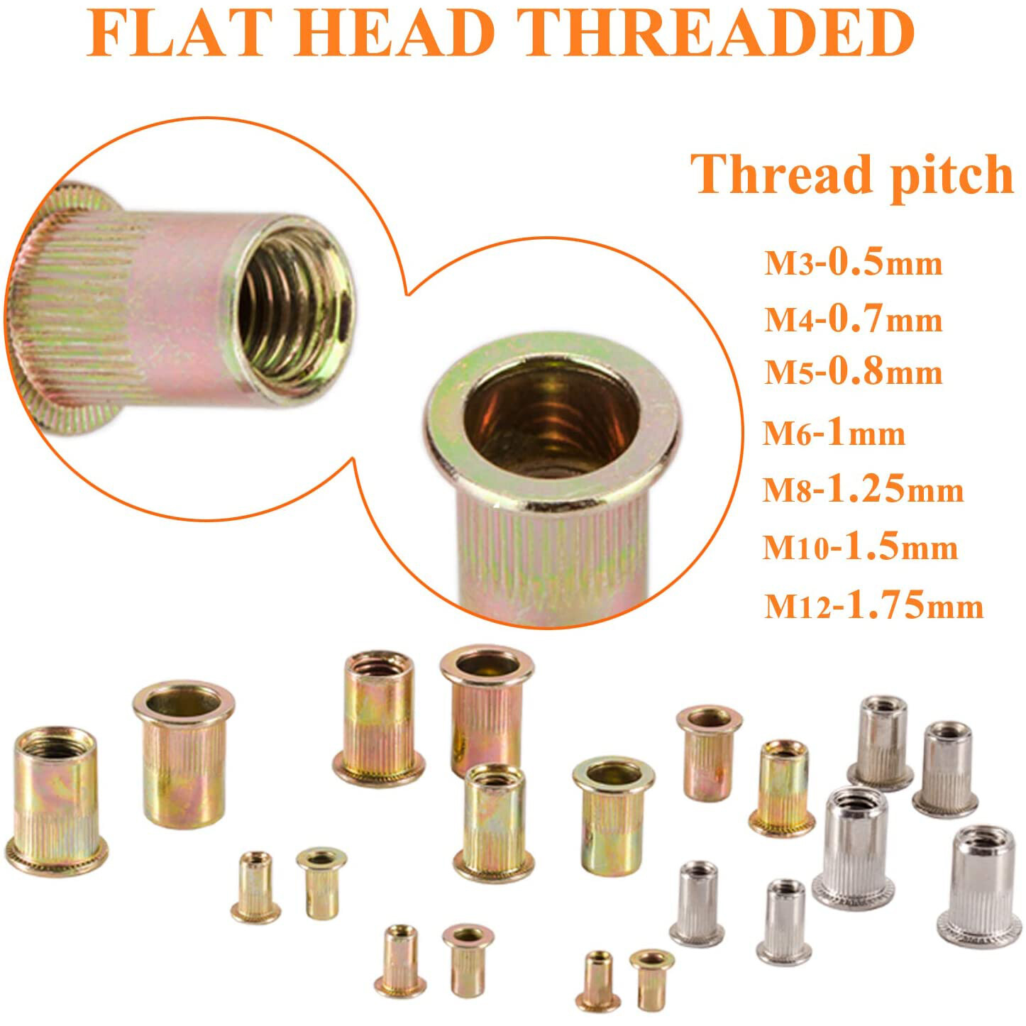 120pcs Rivet Nut +Hand Threaded Rivet Nuts Gun Double Insert Manual Rivet Tool