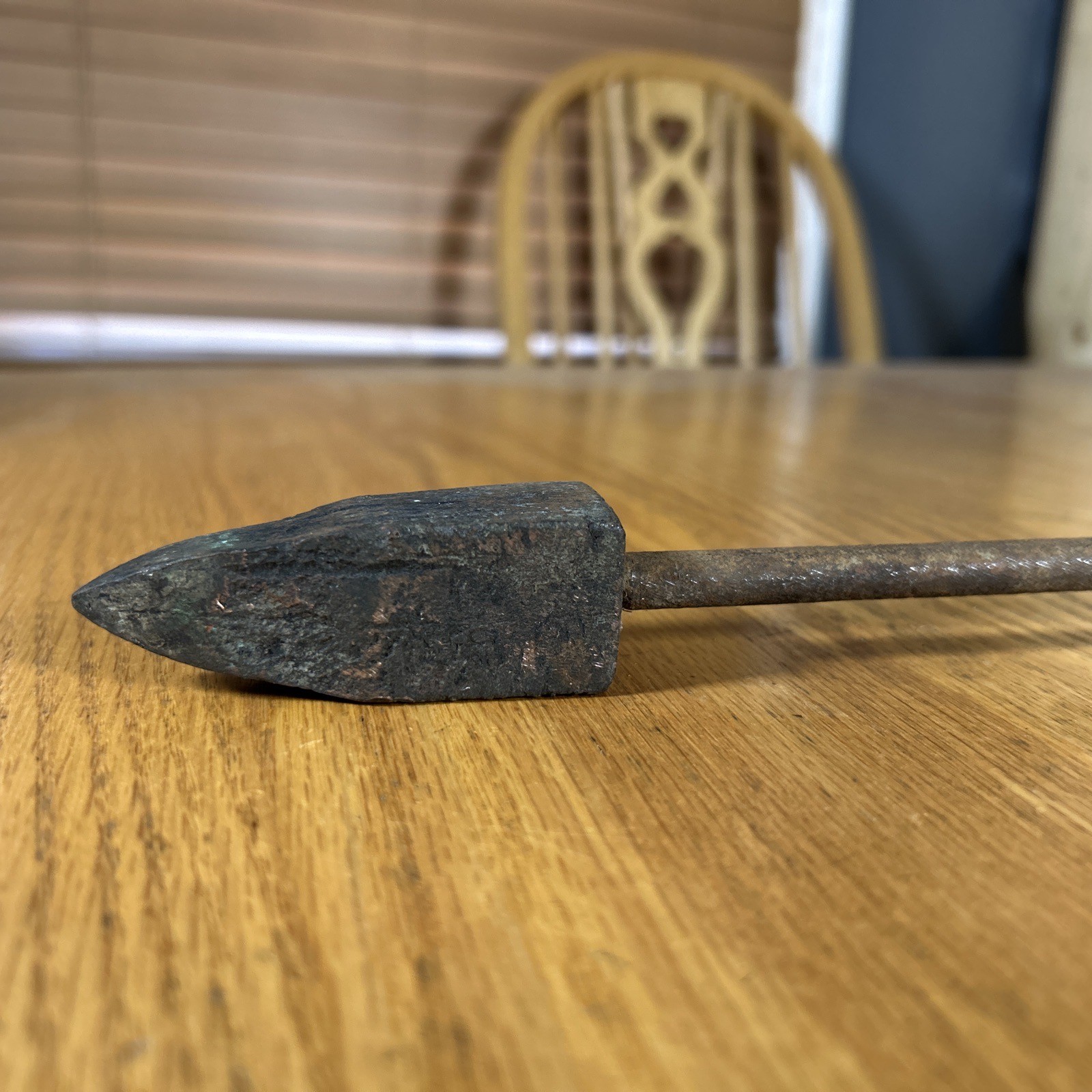 Antique Copper Soldering Iron 15.5" Long Wood Handle Blacksmith Metal Work USA