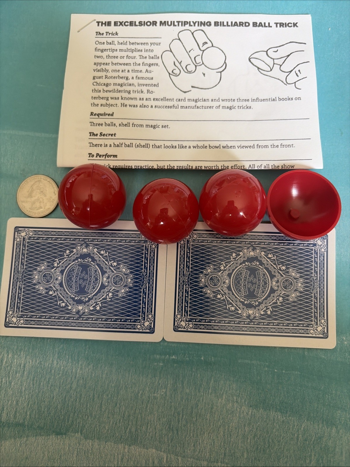 Vintage The Excelsior Multiplying Billiard Ball Trick - New W / Insstructions
