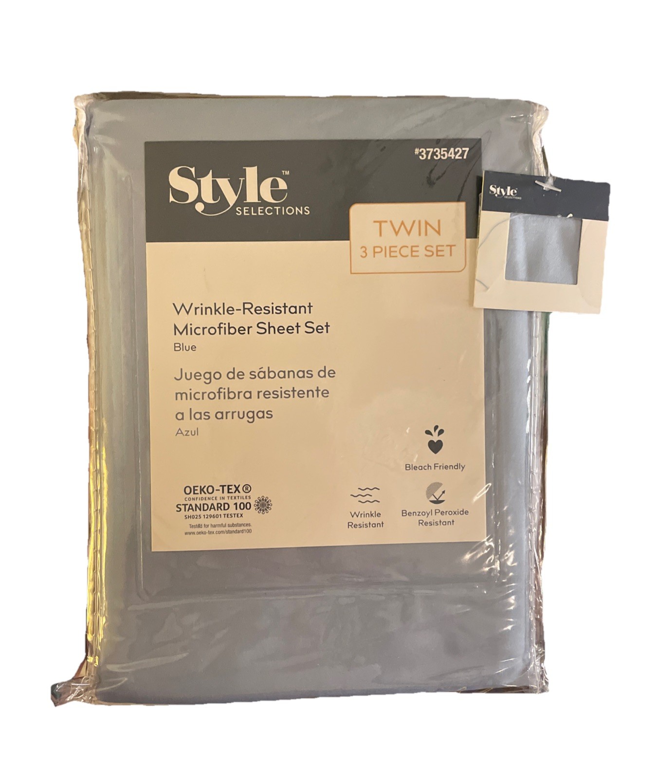 BRAND NEW Style Selections Twin Microfiber 3 Piece Sheet Set #3735427 Blue NIB