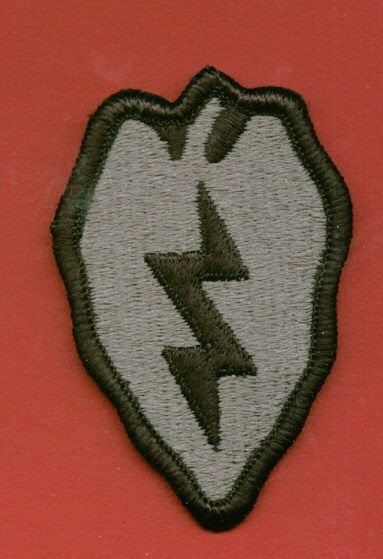 25th INFANTRY DIVISION ACU PATCH (GRAY ON BLACK) WITH HOOK & LOOP :KY25-20