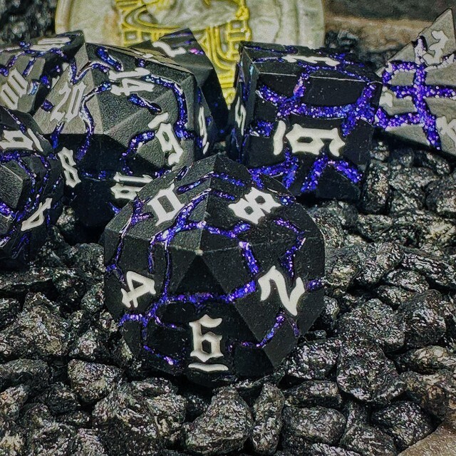 Sage's Warp Stones White Dwarf Star Metal Polyhedral Dice Set | Dnd RPG