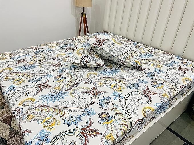 Cotton Double Bedsheet Set with 2 pillow covers bedsheet code 7