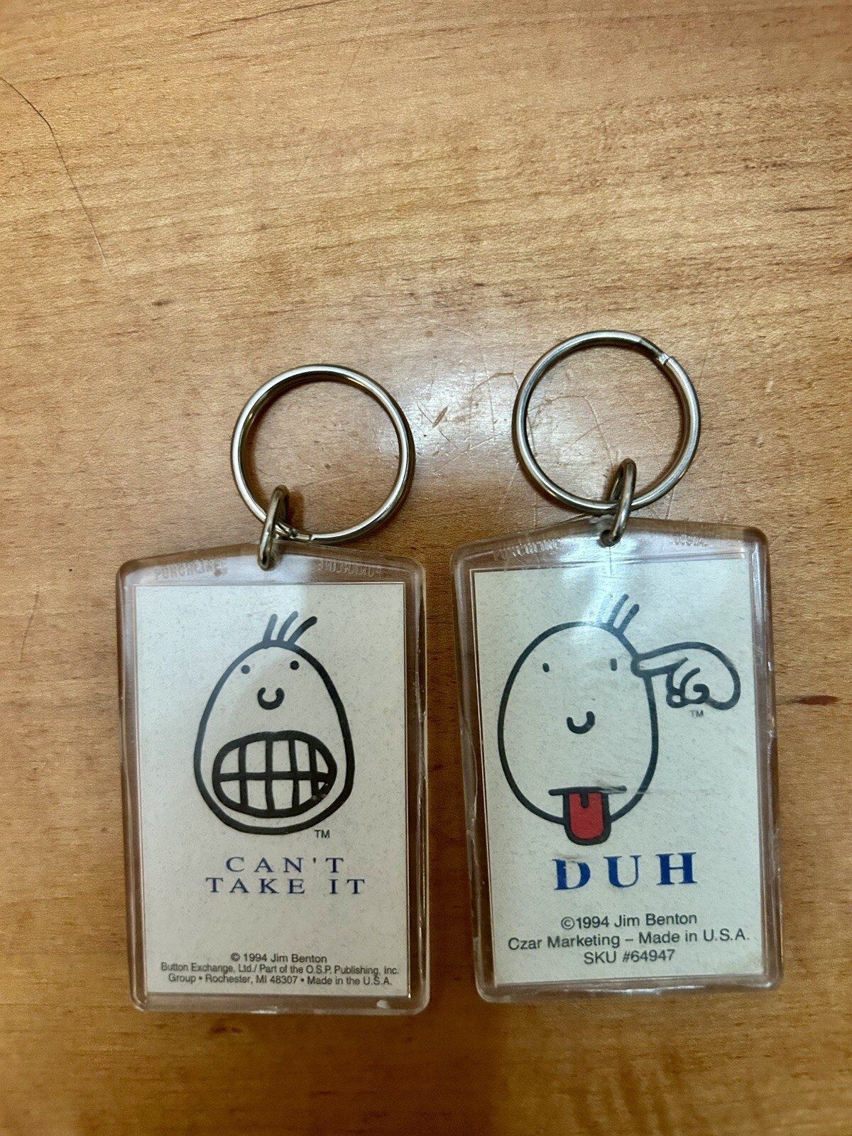 Jim Benton Vintage Novelty 1994 Keychains (CAN’T TAKE IT) (DUH)
