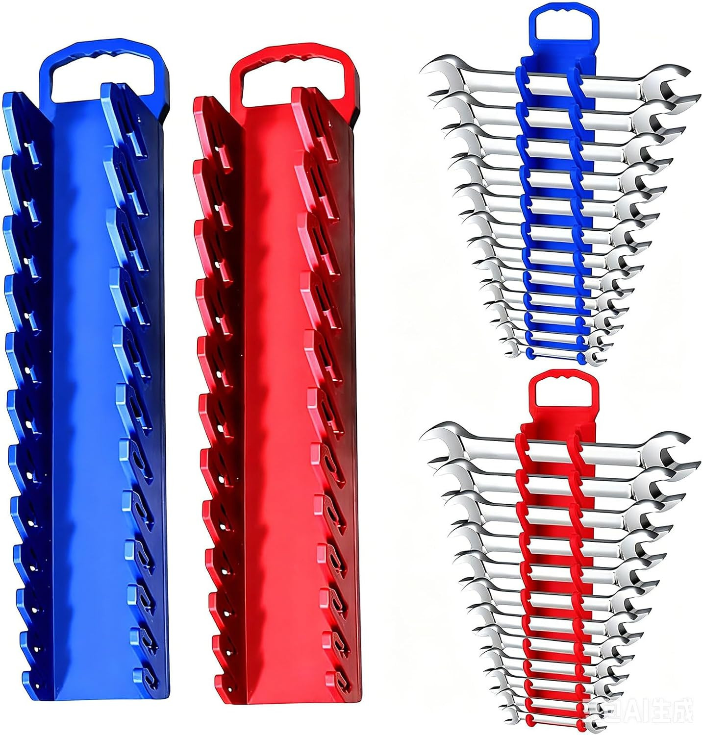 Wrench Organizer 2 Pack, Blue Magnetic Wrench Holder Rack for Tool Box, Tool Car