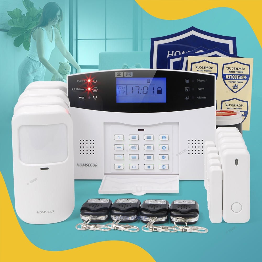 HOMSECUR Wireless &wired WIFI 4G SMS Autodial Burglar Alarm System SOS Intercom