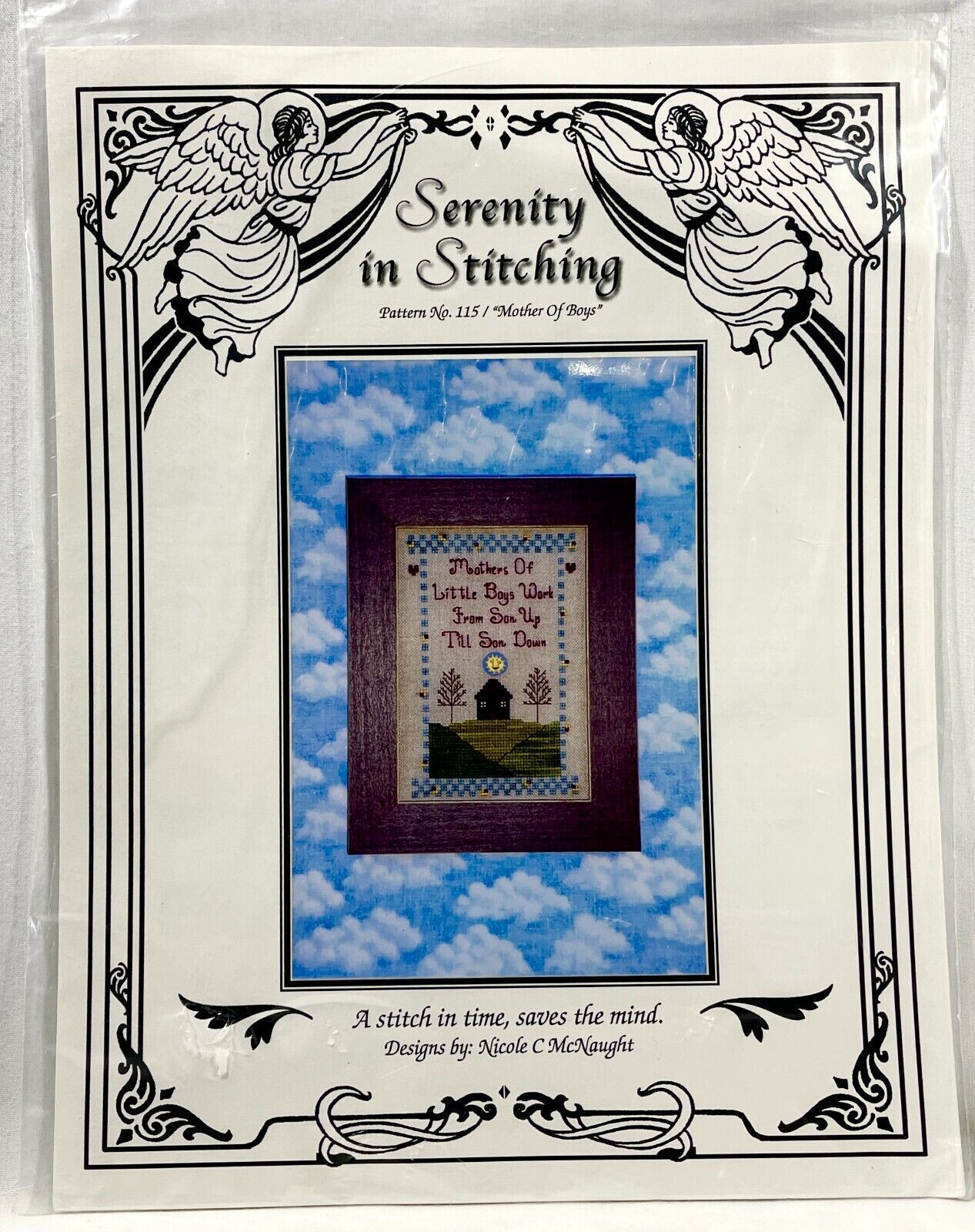 NEW 2003 Serenity In Stitching Mother of Boys 115 Cross Stitch Pattern Vtg 13149