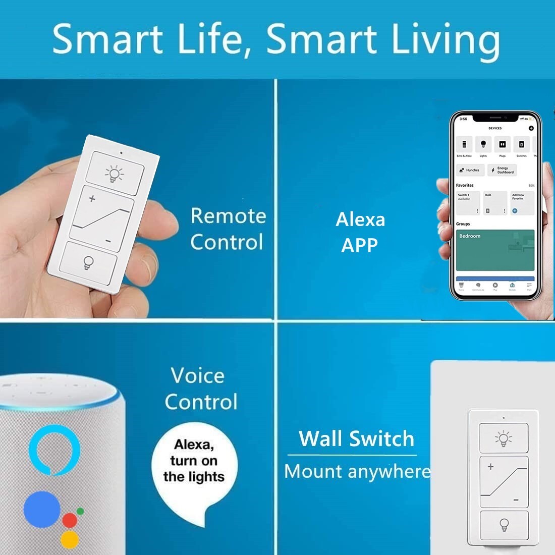 Used Wireless Dimmer Switch and Receiver Kit 3-Way remote control Work Alexa