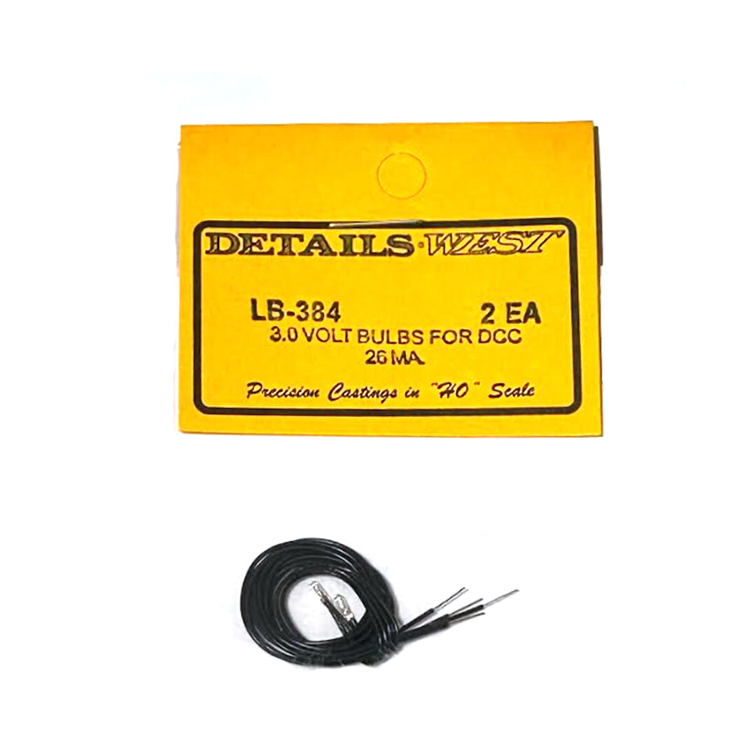 NEW Details West LB-384 Incandescent Bulbs - 3-Volt (2) HO Scale