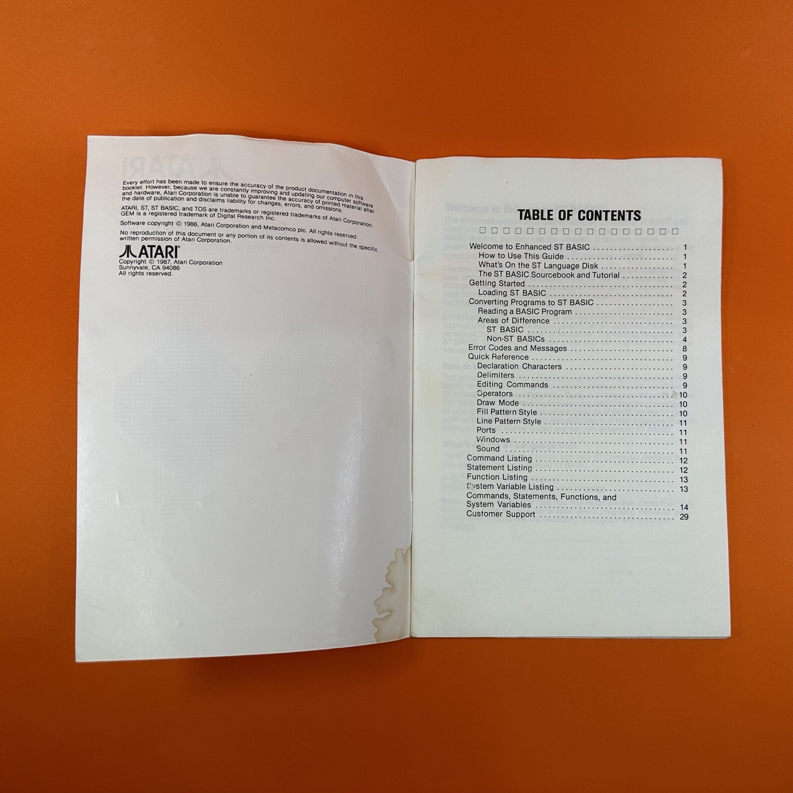 Atari ST Manuals Bundle - SC 1224 Monitor, ST Basic Quick Reference, 1st Word