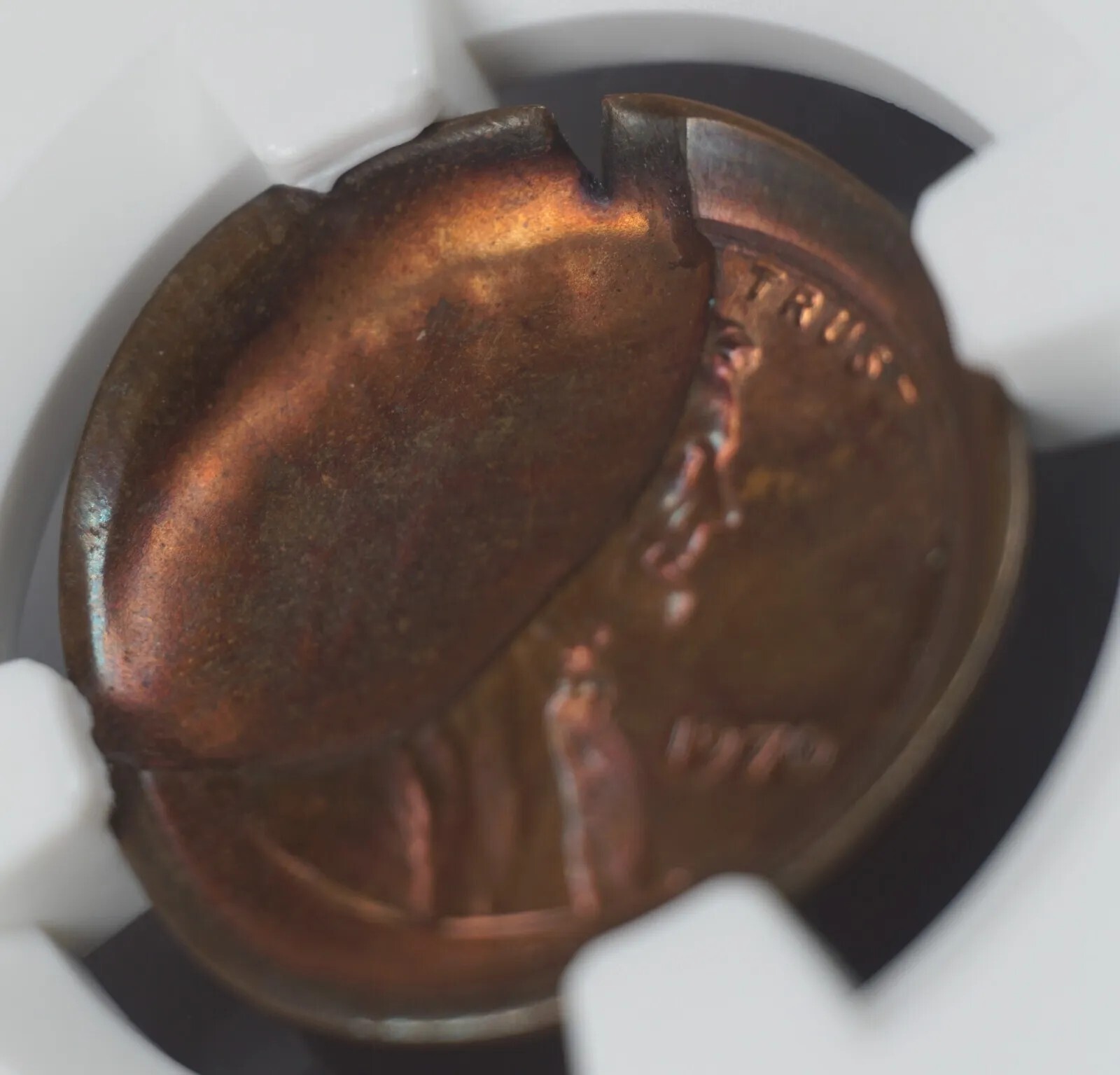 1970 1c Cupped Massive Broadstruck with Indent Cap Rare Mint Error NGC MS65RB