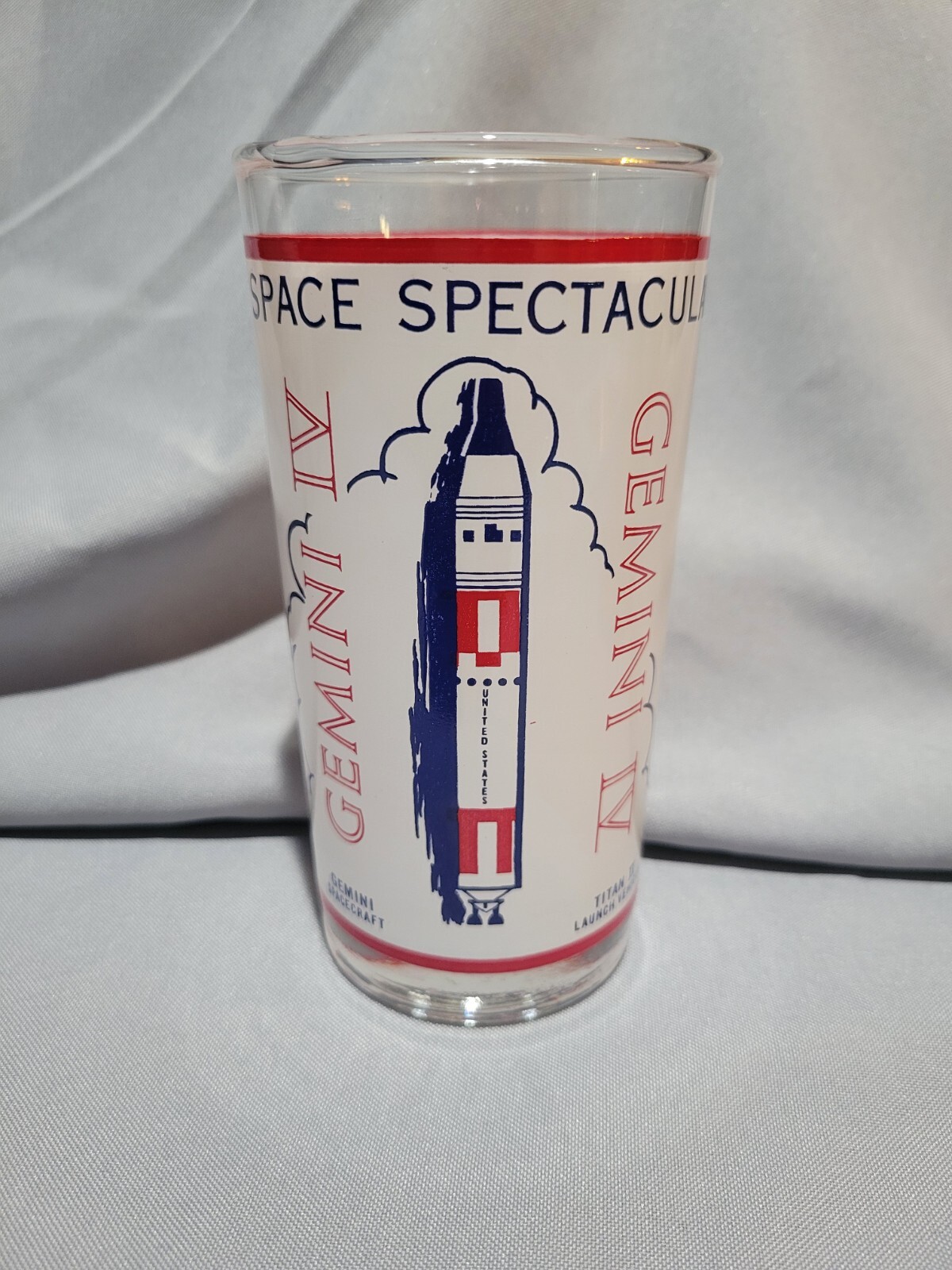 Vintage NASA Collector Glass Gemini IV Space Spectaculars of the United States