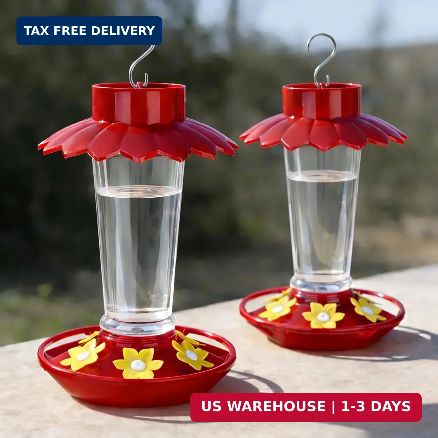 Plastic Hummingbird Feeders for Outdoors Hanging, 2 Pack 10 OZ Clear Hu