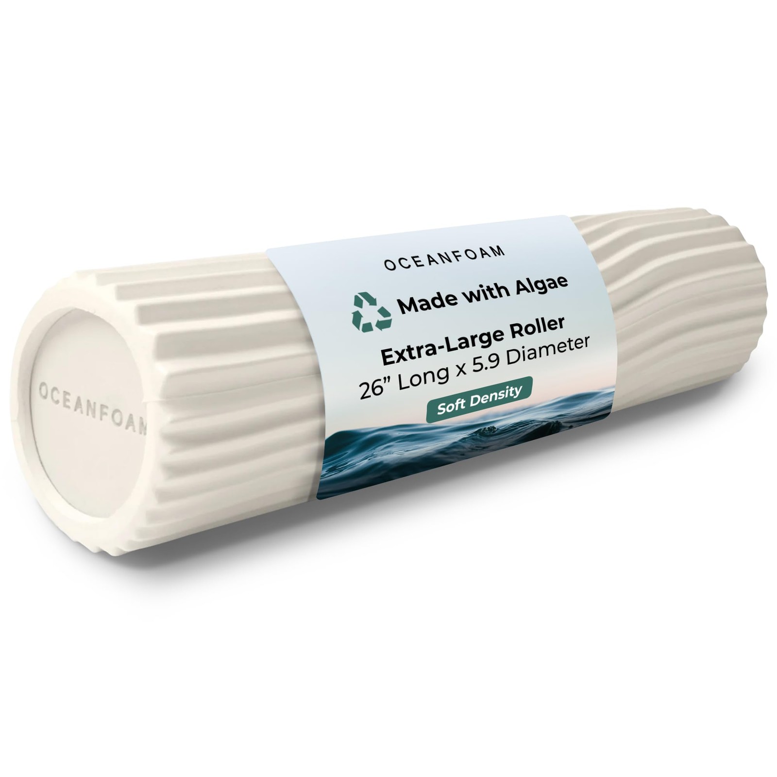 Tsunami Roller (Natural) - Extra-Large, 26" x 5.9" - Soft, Textured Foam Roll...