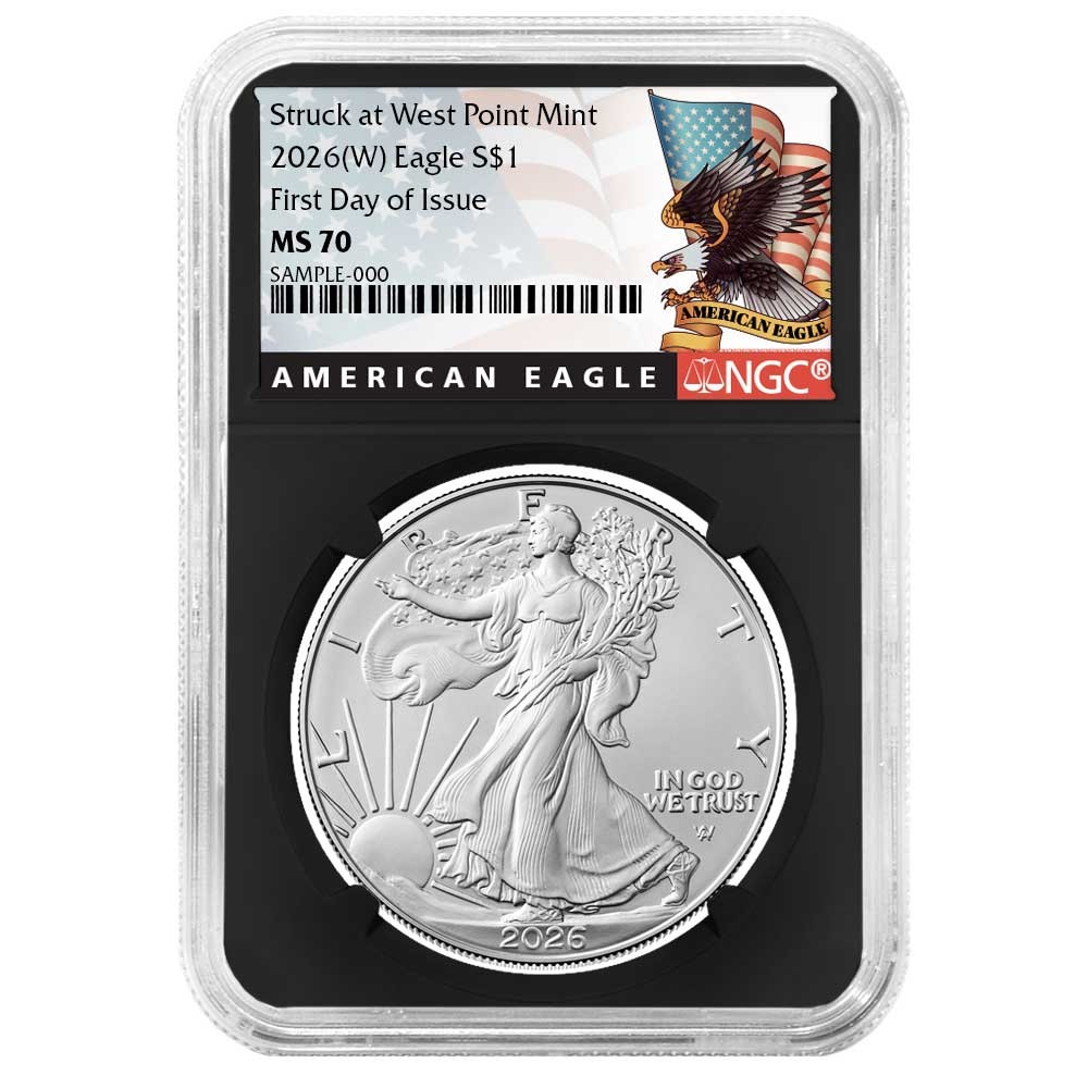 2026 (W) $1 American Silver Eagle NGC MS70 FDI Black Label Retro Core