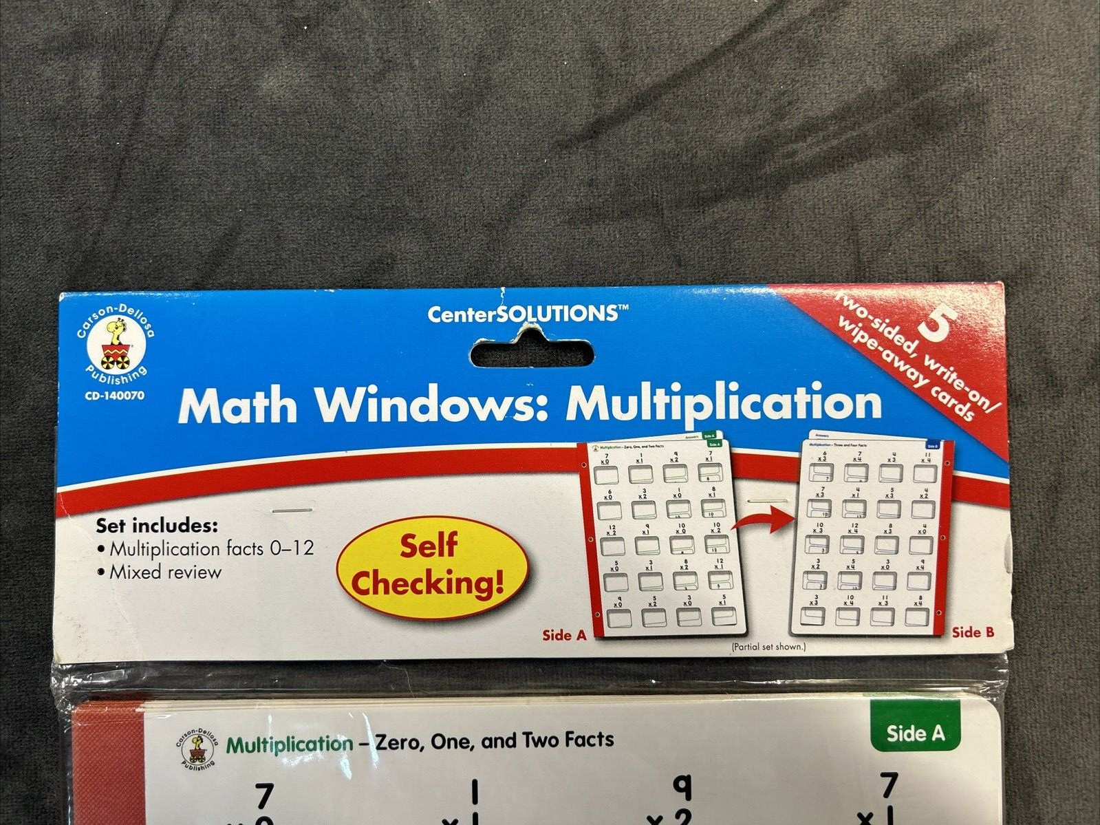Education Math Windows Multiplication 5 Cards 2 sided Write on Wipe Off NEW