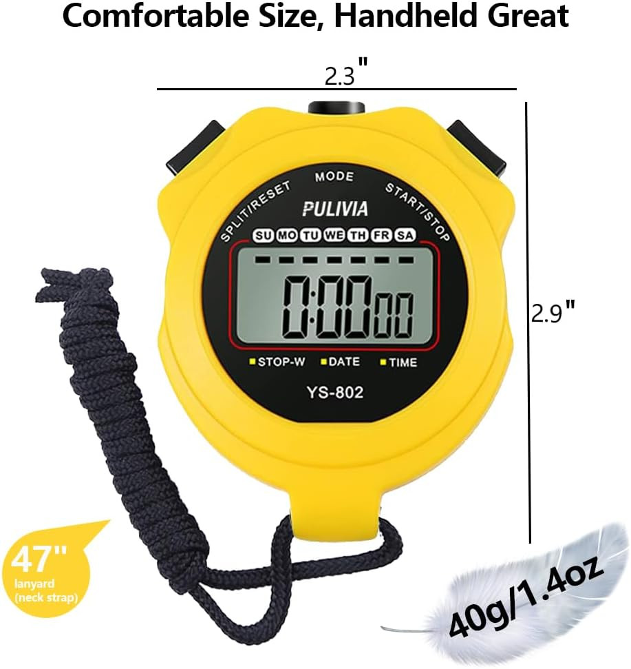 Stopwatch Timer Lap Split Digital Stopwatch with Clock Calendar Alarm, Large Dis