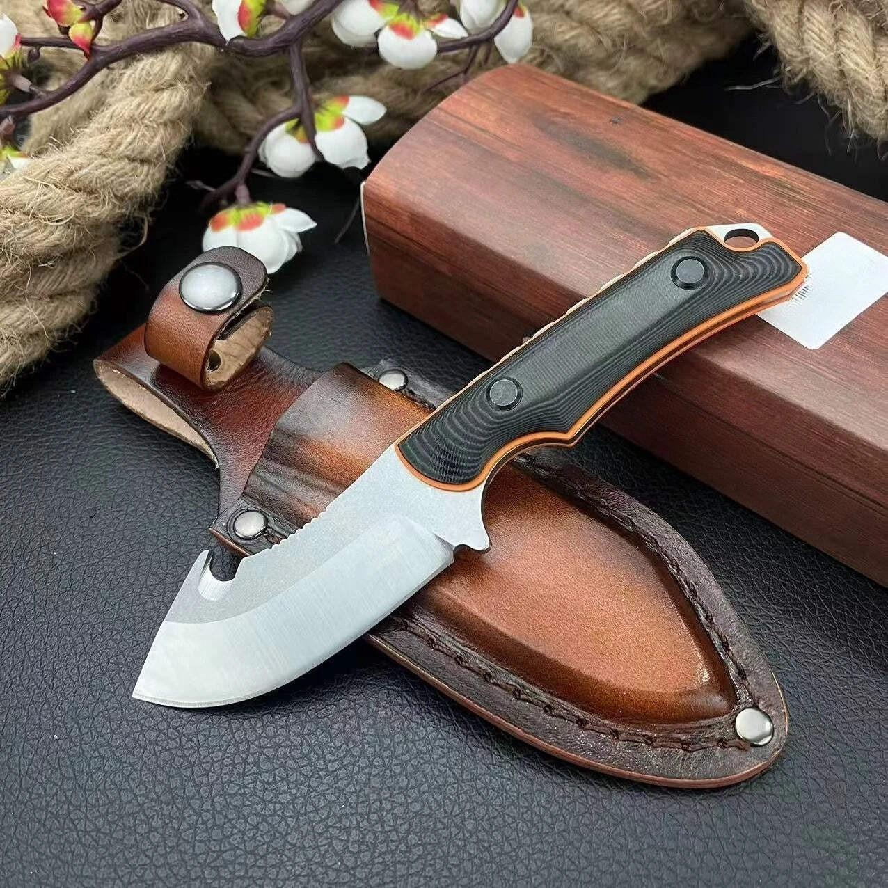 Hidden Canyon Style Skinner Knife 4.2" Gut Hook G10 Hunting EDC Sheath
