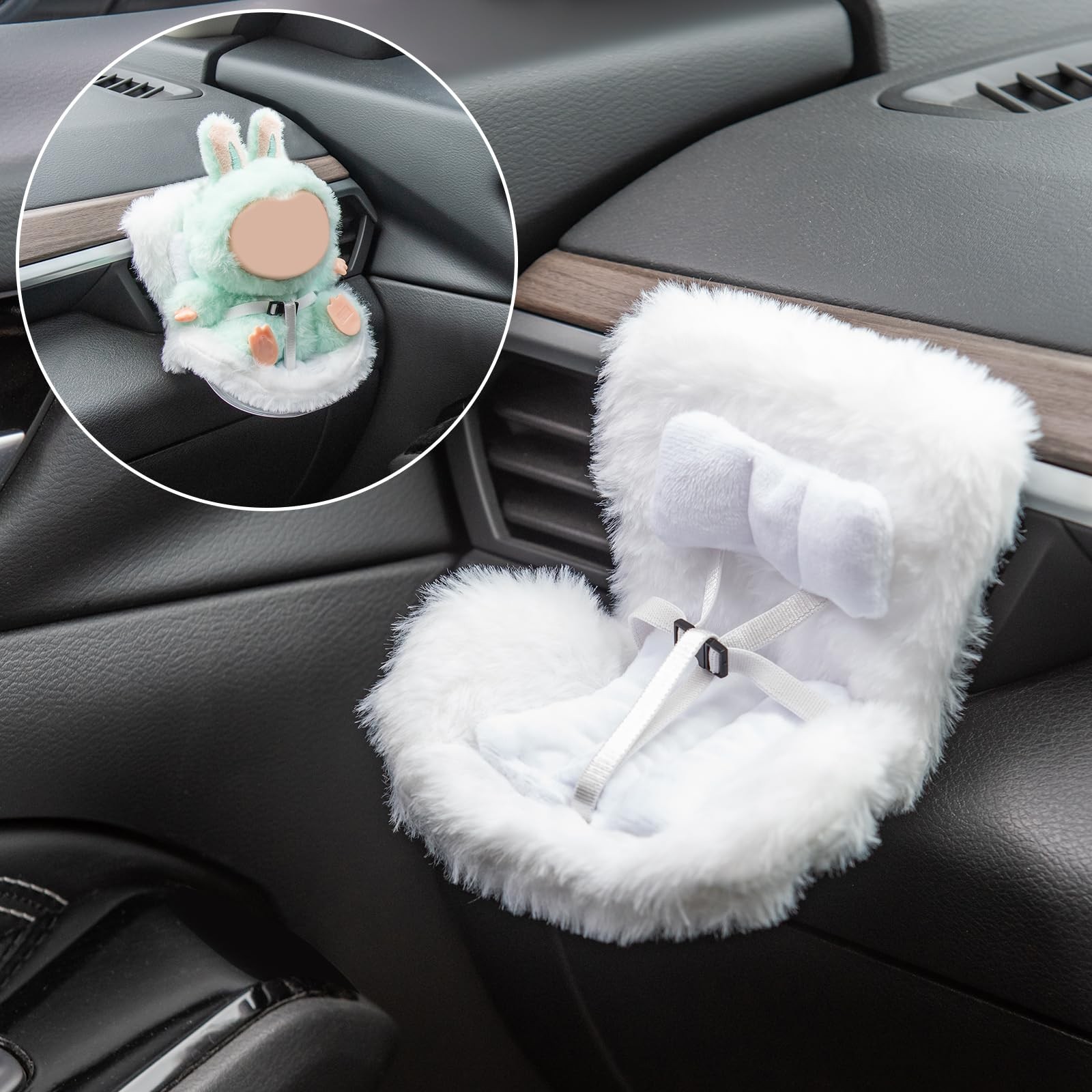 Doll Car Seat Compatible with Bubudoll, Small for 6 inches, White