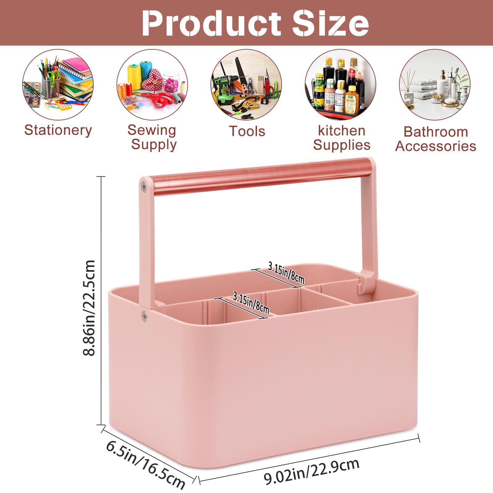 Multipurpose Caddy Organizer with Handle and Adjustable Divider, Portable Art...