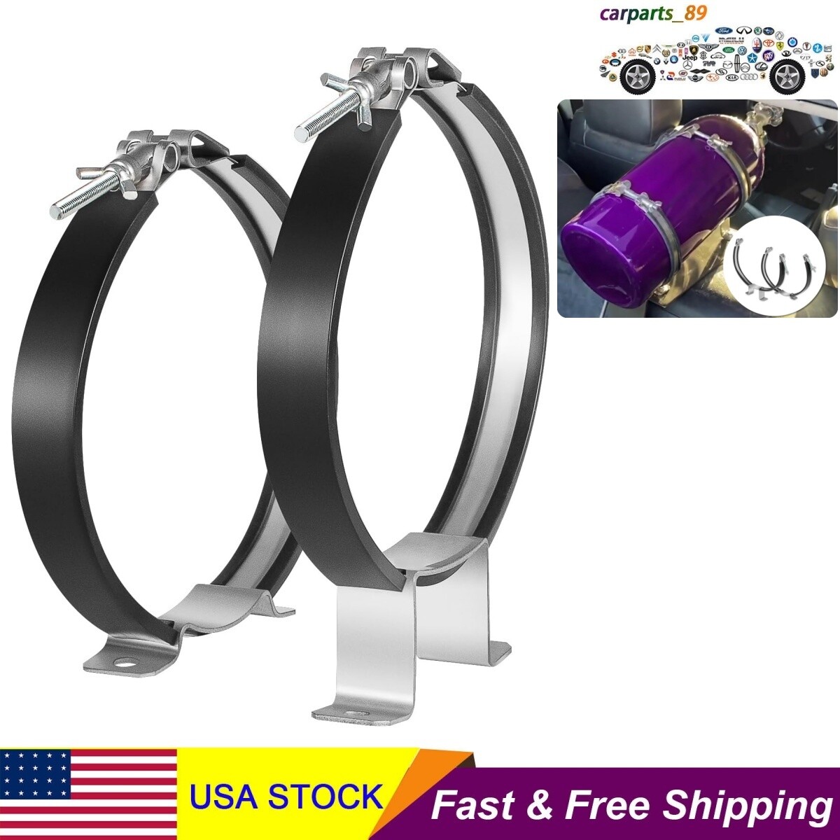 7'' Nitrous Oxide Bottle Bracket Mount Kit 82013 for 15LB 10LB Nitrous Bottle