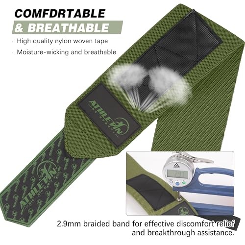 Professional Wrist Wraps, Heavy-Duty Support with Thumb Loop 18 Inch Pair Blue