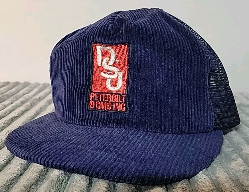 Vtg Dealership DSU Peterbilt GMC Corduroy Trucker Hat Cap PORTLAND OREGON Ownco