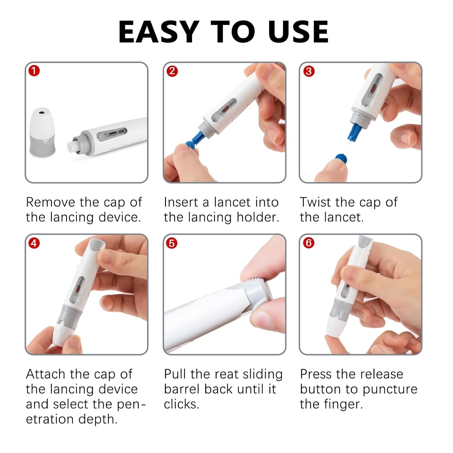 Efficient Diabetes Lancing Device Pen - 12 Depth Settings for Personalized Care