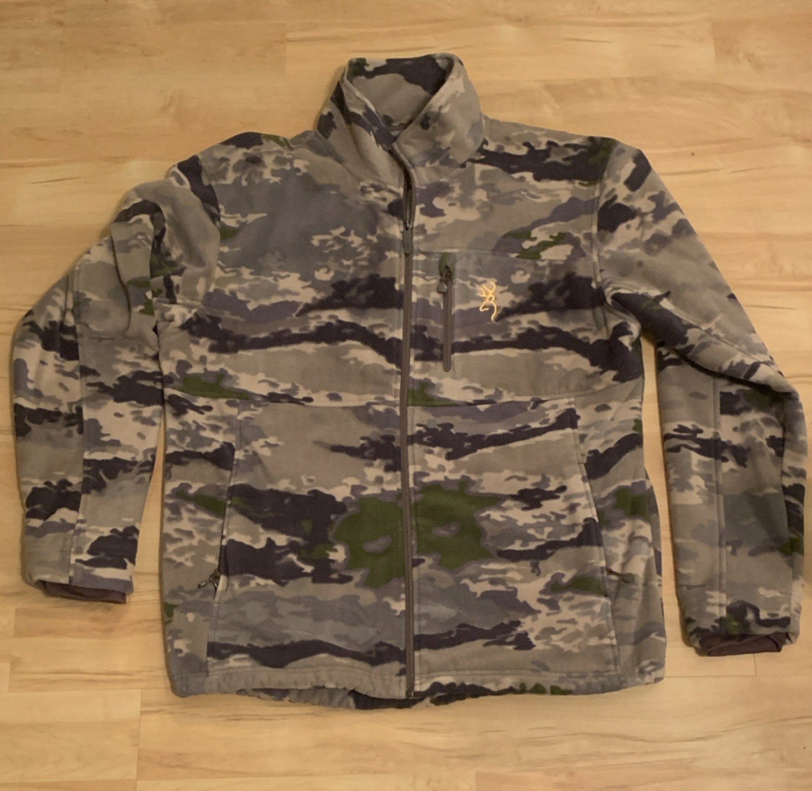 Browning Men's Ovix Camouflage Fleece Hunting Jacket Full Zip Thermal Size L