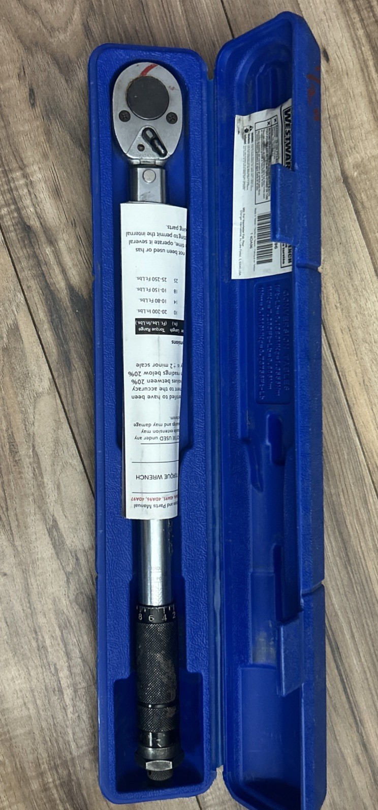Torque Wrench, 1/2”  19-150 Lb Westward 4Da96