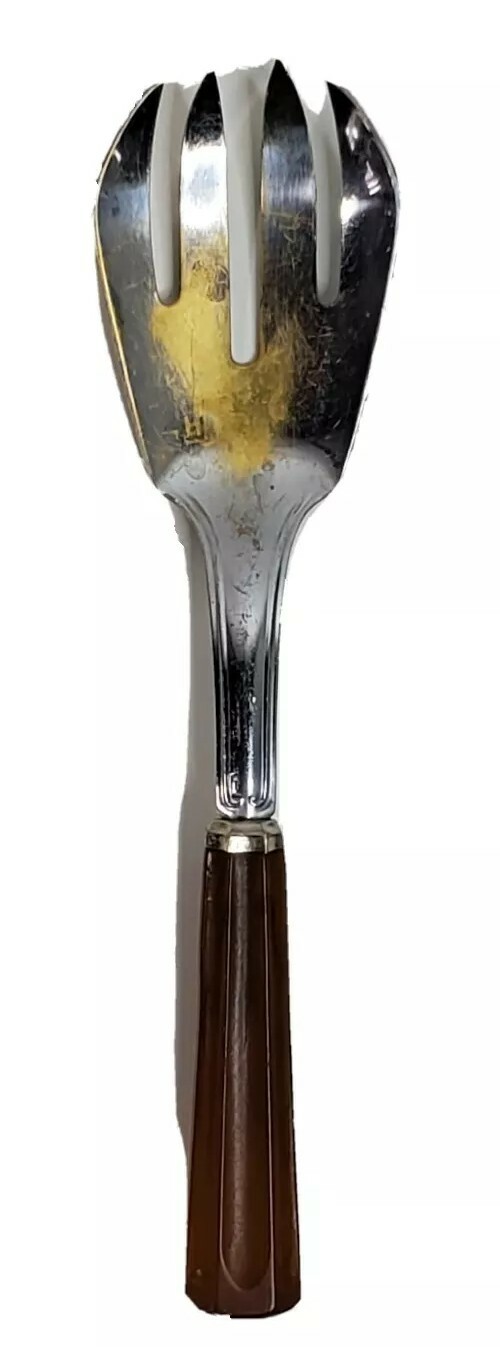 Bakelite Handle Serving Fork 8.25 inch Long Fancy Distressed