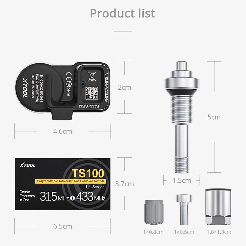 XTOOL 4pcs*TS100 315/433MHz Tire Pressure Sensor TPMS Relearn Tool Use for TP150