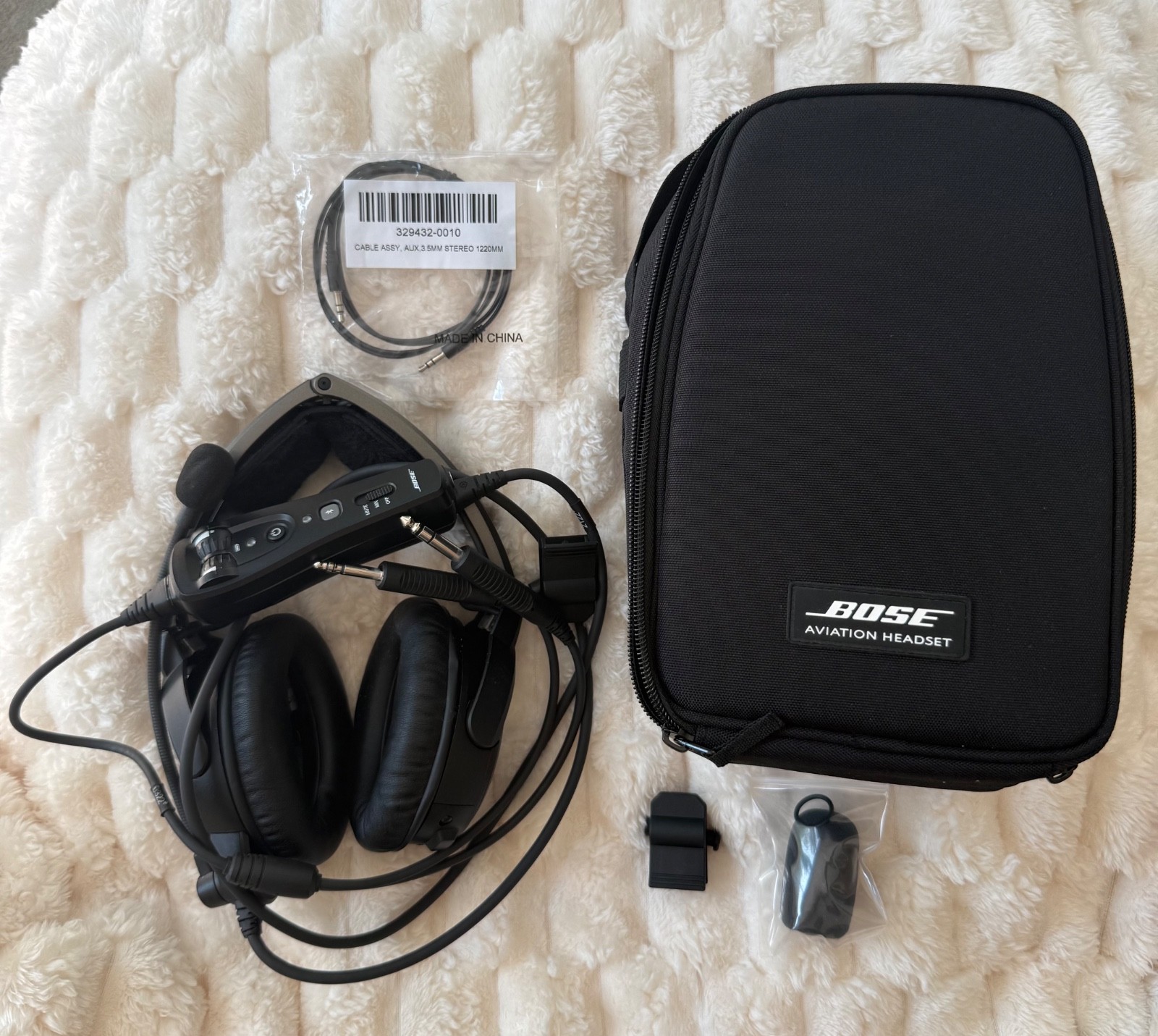 Bose A20 Aviation Headset with Bluetooth and Dual Plug Cable and Adapters