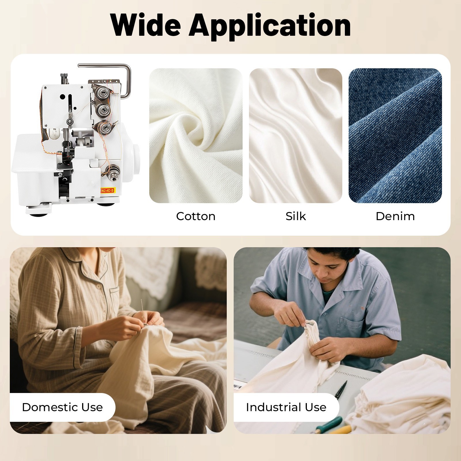 Professional 4 Thread Serger Overlock Sewing Machine 4-Line with Foot Controller