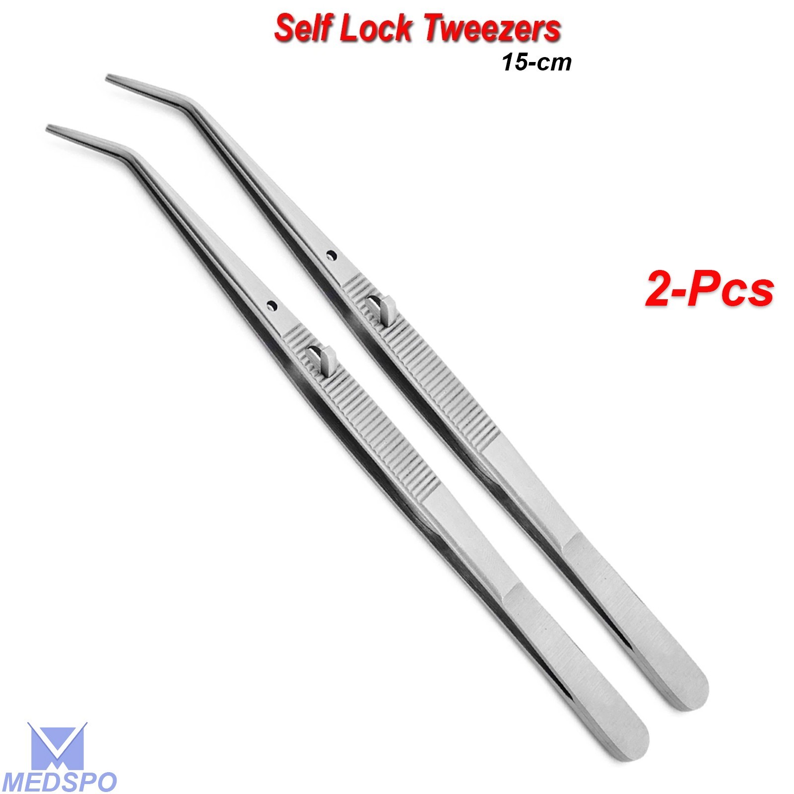 2 Pcs Surgical elf Locking Tweezers Pickup Thumb Forcep Cotton Dressing Tweezers