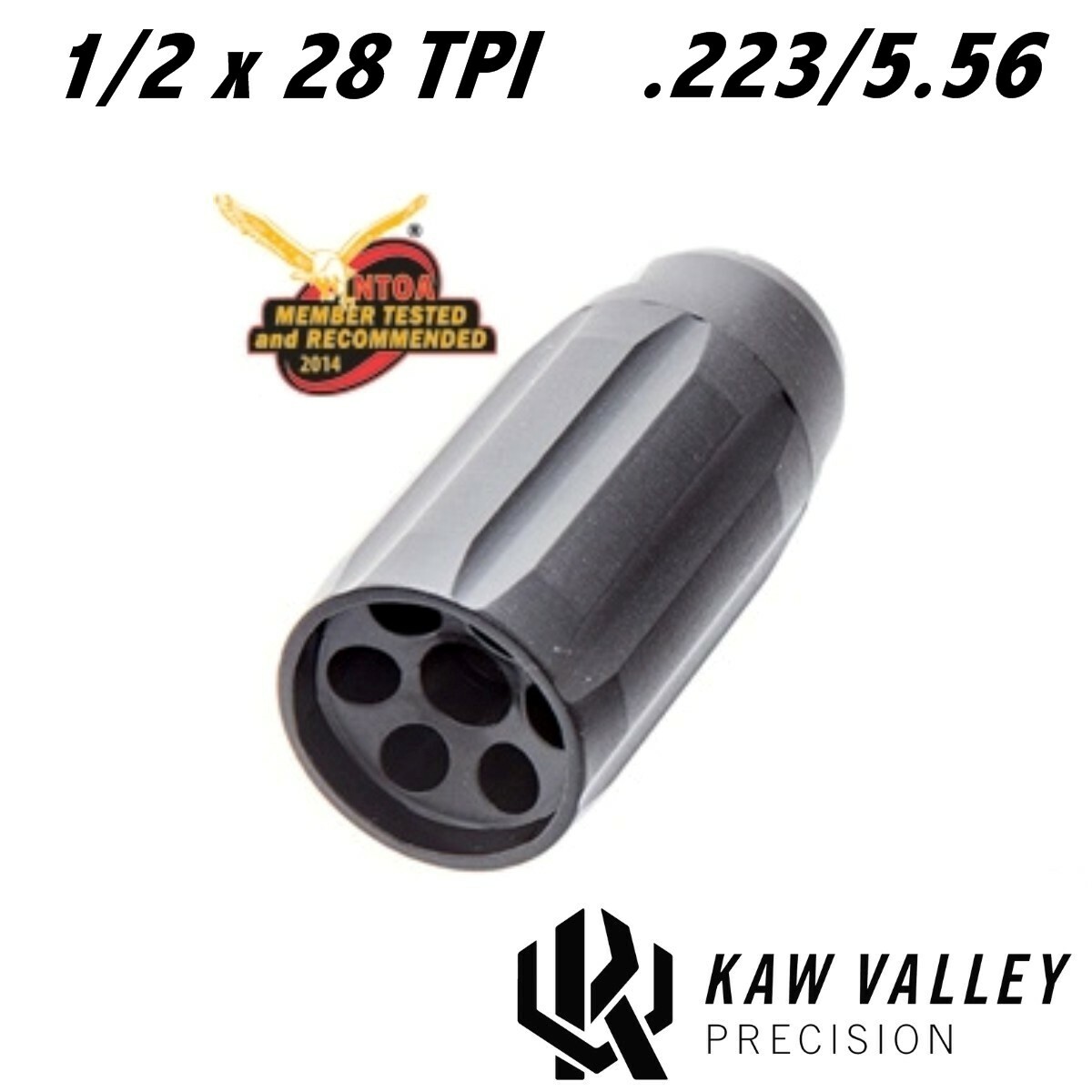 Kaw Valley Precision KVP .223 / .22LR Linear Comp/Compensator 1/2x28 TPI -Black