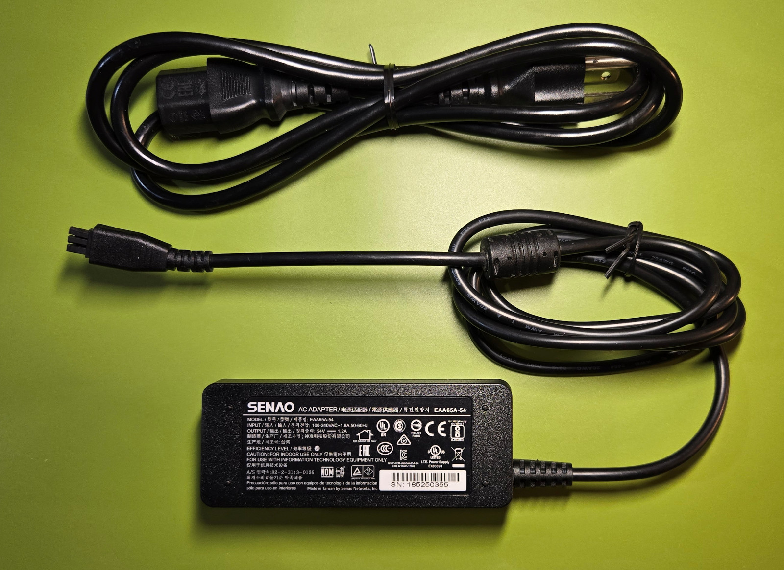 Genuine Senao 64.8W AC Power Adapter | 54V 1.2A | Rectangular 3-Pin | EAA65A-54