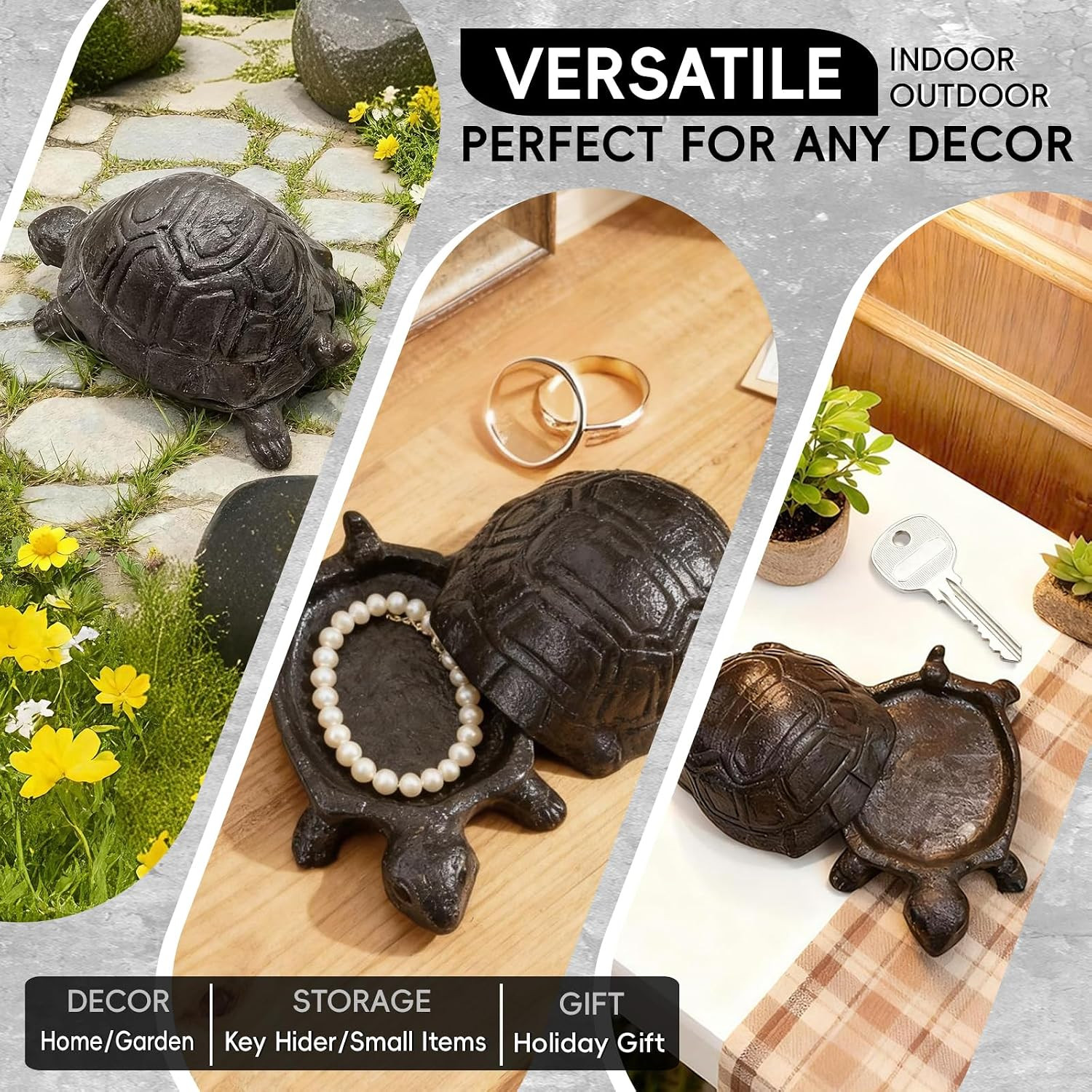 Cast Iron Turtle Key Hider, Hide a Key outside Turtle Statues Key | Box, Spare