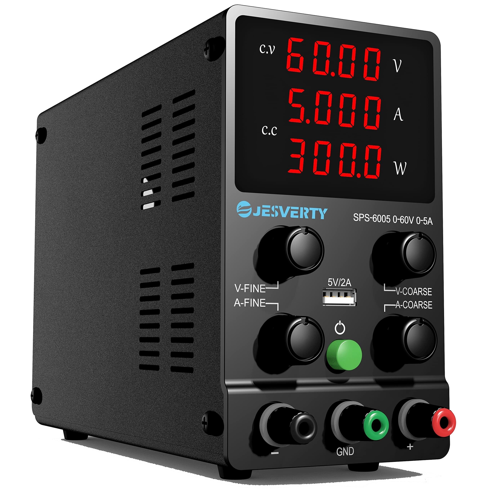 Adjustable DC Power Supply with High Precision Display and USB Port 0-60V 0-5A